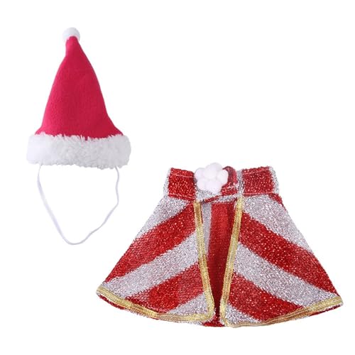 WaLdor Feiertags-Haustierkostüm Haustier-Nikolausmütze und Umhang-Anzug, kreatives Weihnachts-Hundekostüm, lustige Katzen- und Hundekleidung Haustier-Feiertagskostüm-Anzug (Color : A, Size : L) von WaLdor