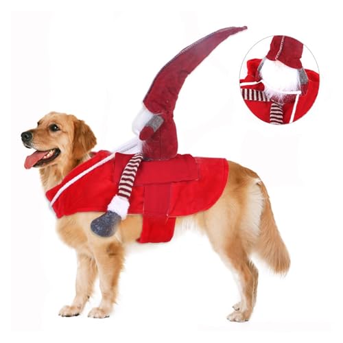 WaLdor Feiertags-Haustierkostüm Haustier-Weihnachts-Reitkostüm, Katzen- und Hunde-Haustierbedarfskleidung, Cospaly-Weihnachtskleidung Haustier-Feiertagskostüm-Anzug (Size : M) von WaLdor