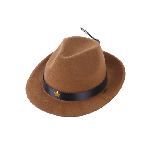 WaLdor Feiertags-Haustierkostüm Kreative Feiertagshüte for Haustiere, Cowboyhüte for Hunde, Katzenhüte und lustige Kopfbedeckungen Haustier-Feiertagskostüm-Anzug (Color : Bruin) von WaLdor