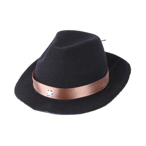 WaLdor Feiertags-Haustierkostüm Kreative Feiertagshüte for Haustiere, Cowboyhüte for Hunde, Katzenhüte und lustige Kopfbedeckungen Haustier-Feiertagskostüm-Anzug (Color : Schwarz) von WaLdor