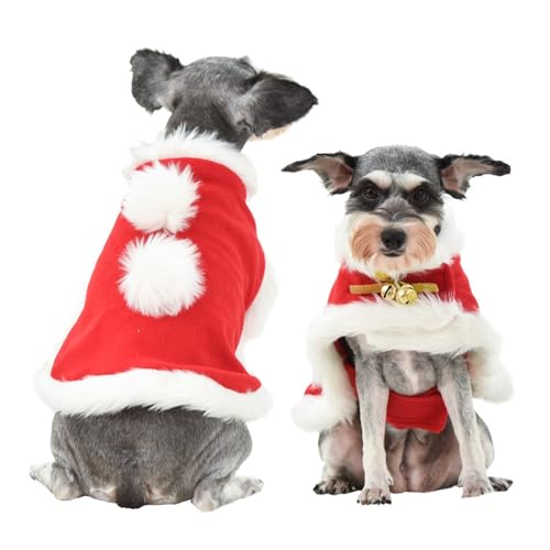WaLdor Feiertags-Haustierkostüm Weihnachts-Haustierumhänge, Katzen- und Hunde-Frühlingsfest-Umhänge, warme Winterkleidung und Dicke Kleidung Haustier-Feiertagskostüm-Anzug (Size : S) von WaLdor