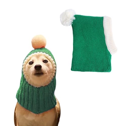 WaLdor Feiertags-Haustierkostüm Weihnachtsmütze for Haustiere, Kopfbedeckung for Hunde, lustige Kopfbedeckungen for Katzen Haustier-Feiertagskostüm-Anzug (Color : Green, Size : S) von WaLdor