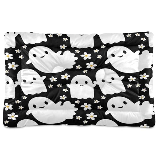 Waassud Boo-boos mit Blumen, dick, rutschfest, kaufest, Haustierbett für Hunde und Katzen, weich, waschbar, Hundehütte, Kistenpolster für Boden, Sofa, Auto, 91,4 x 61 cm von Waassud