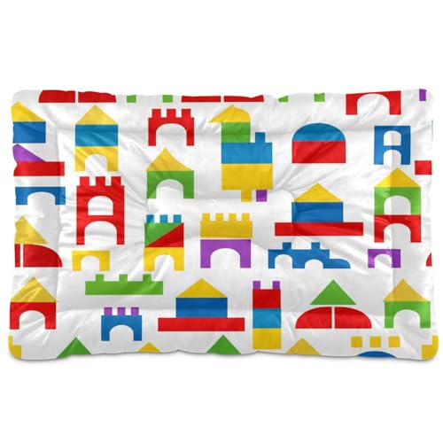 Waassud Bunte Blöcke (3) dicke Hundebett-Matte, rutschfest, kaufest, Haustierbett für Hunde und Katzen, weich, waschbar, für Boden, Sofa, Auto, 91,4 x 61 cm von Waassud