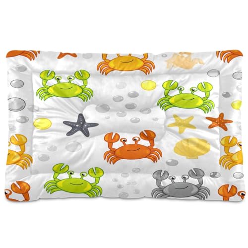 Waassud Bunte Krabben, dick, rutschfest, kaufest, Haustierbett für Hunde und Katzen, weich, waschbar, für Boden, Sofa, Auto, 91,4 x 61 cm von Waassud