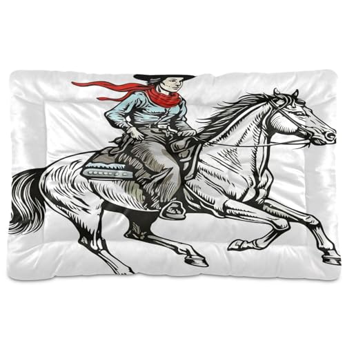 Waassud Cowboy-Hundebett, dick, rutschfest, kaufest, Haustierbett für Hunde und Katzen, weich, waschbar, Hundehüttenkissen für Boden, Sofa, Auto, 91,4 x 61 cm von Waassud