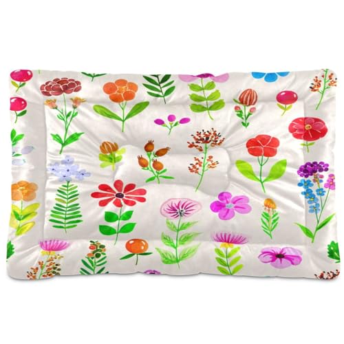 Waassud Dickes Hundebett, wasserfarben, Wildblumen, rutschfest, kaufest, Haustierbett für Hunde und Katzen, weich, waschbar, für Boden, Sofa, Auto, 45,7 x 61 cm von Waassud