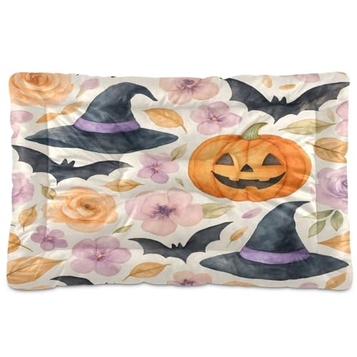 Waassud Dickes Hundebett mit Halloween-Thema, rutschfest, kaufest, Haustierbett für Hunde und Katzen, weich, waschbar, Hundehüttenkissen für Boden, Sofa, Auto, 91,4 x 61 cm von Waassud