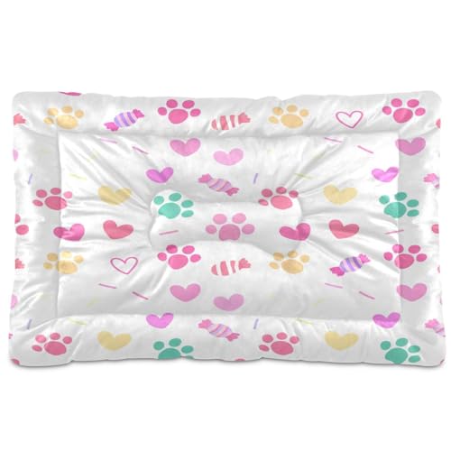 Waassud Dickes Hundebett mit farbigen Pfotenabdrücken, rutschfest, kaufest, Haustierbett für Hunde und Katzen, weich, waschbar, für Boden, Sofa, Auto, 91,4 x 61 cm Waassud Dickes Hundebett mit farbigen Pfotenabdrücken, rutschfest, kaufest, Haustierbett für Hunde und Katzen, weich, waschbar, für Boden, Sofa, Auto, 91,4 x 61 cm von Waassud