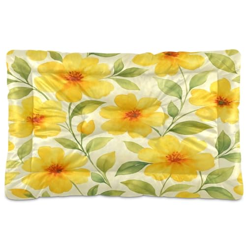 Waassud Dickes Hundebett mit gelben Blumen, rutschfest, kaufest, Haustierbett für Hunde und Katzen, weich, waschbar, Hundehüttenkissen für Boden, Sofa, Auto, 45,7 x 61 cm Waassud Dickes Hundebett mit gelben Blumen, rutschfest, kaufest, Haustierbett für Hunde und Katzen, weich, waschbar, Hundehüttenkissen für Boden, Sofa, Auto, 45,7 x 61 cm von Waassud