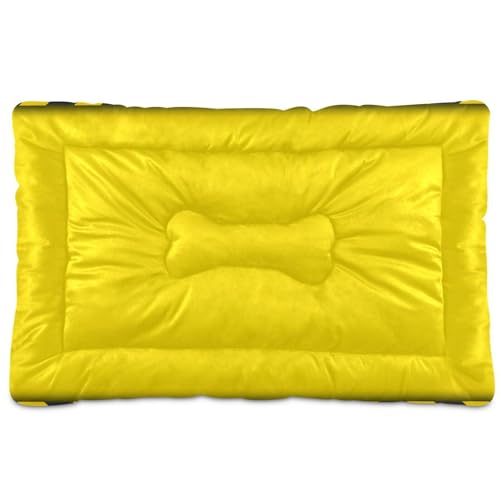 Waassud Dickes Hundebett mit gelben Streifen, rutschfest, kaufest, Haustierbett für Hunde und Katzen, weich, waschbar, Hundehüttenmatte für Boden, Sofa, Auto, 91,4 x 61 cm Waassud Dickes Hundebett mit gelben Streifen, rutschfest, kaufest, Haustierbett für Hunde und Katzen, weich, waschbar, Hundehüttenmatte für Boden, Sofa, Auto, 91,4 x 61 cm von Waassud