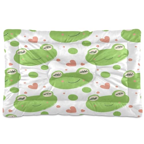 Waassud Frosch mit Herzen, dick, rutschfest, kaufest, Haustierbett für Hunde und Katzen, weich, waschbar, Hundehütte, Kistenunterlage für Boden, Sofa, Auto, 91,4 x 61 cm von Waassud