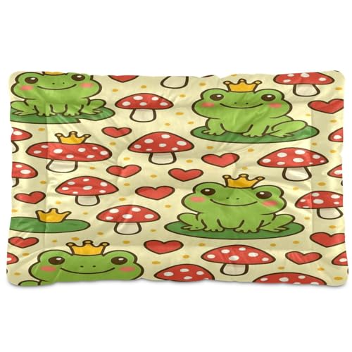 Waassud Frosch und Pilze, dick, rutschfest, kaufest, Haustierbett für Hunde und Katzen, weich, waschbar, Hundehüttenkissen für Boden, Sofa, Auto, 45,7 x 61 cm von Waassud