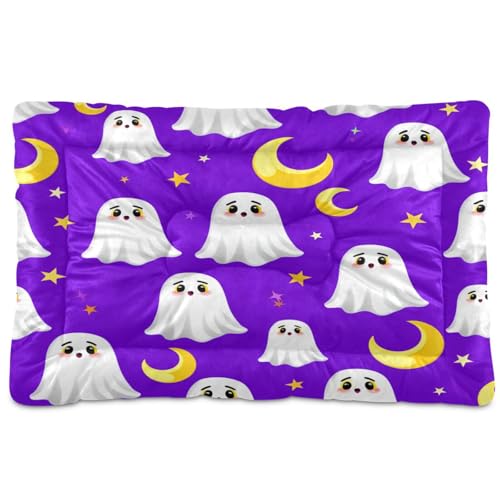 Waassud Gruseliges Halloween-Muster, dick, rutschfest, kaufest, Haustierbett für Hunde und Katzen, weich, waschbar, Hundehüttenkissen für Boden, Sofa, Auto, 45,7 x 61 cm von Waassud