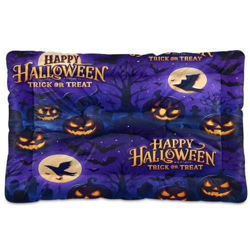 Waassud Gruseliges Halloween-Nacht-Hundebett, Matte, rutschfest, kauresistent, Haustierbett für Hunde, Katzen, weich, waschbar, Hundehütte, Kistenunterlage für Boden, Sofa, Auto, 91,4 x 61 cm Waassud Gruseliges Halloween-Nacht-Hundebett, Matte, rutschfest, kauresistent, Haustierbett für Hunde, Katzen, weich, waschbar, Hundehütte, Kistenunterlage für Boden, Sofa, Auto, 91,4 x 61 cm von Waassud