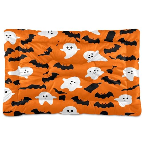 Waassud Gruseliges Halloween-Thema, dick, rutschfest, kaufest, Haustierbett für Hunde und Katzen, weich, waschbar, Hundehüttenkissen für Boden, Sofa, Auto, 45,7 x 61 cm von Waassud