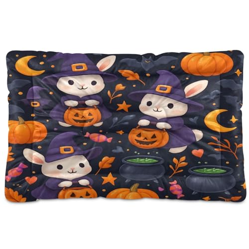 Waassud Gruseliges Hasenmuster, dick, rutschfest, kaufest, Haustierbett für Hunde und Katzen, weich, waschbar, Hundehüttenkissen für Boden, Sofa, Auto, 45,7 x 61 cm von Waassud