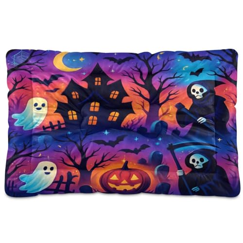 Waassud Gruseliges Spukhaus, dickes Hundebett, Matte, rutschfest, kauresistent, Haustierbett für Hunde, Katzen, weich, waschbar, Hundehütte, Kistenunterlage für Boden, Sofa, Auto, 45,7 x 61 cm von Waassud