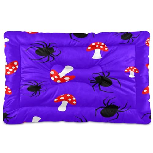 Waassud Mushrooms and Black Spiders Thick Dog Bed Mat Non-Slip Chew-Resistant Pet Bed for Dogs Cats Soft Washable Kennel Crate Pad for Floor Sofa Car 91.4 cm x 61.0 cm Waassud Mushrooms and Black Spiders Thick Dog Bed Mat Non-Slip Chew-Resistant Pet Bed for Dogs Cats Soft Washable Kennel Crate Pad for Floor Sofa Car 91.4 cm x 61.0 cm von Waassud