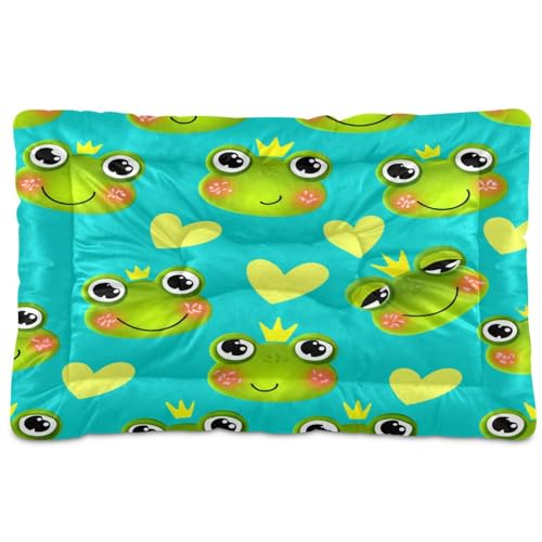 Waassud Niedlicher Frosch mit Herz, dick, rutschfest, kaufest, Haustierbett für Hunde und Katzen, weich, waschbar, Hundehüttenkissen für Boden, Sofa, Auto, 45,7 x 61 cm von Waassud