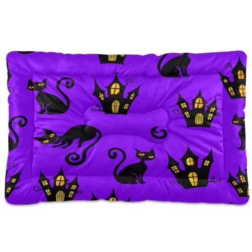 Waassud Schwarze Katzen mit Schlössern, dicke Hundebett-Matte, rutschfest, kaufest, Haustierbett für Hunde, Katzen, weich, waschbar, Hundehütte, Kistenunterlage für Boden, Sofa, Auto, 91,4 x 61 cm Waassud Schwarze Katzen mit Schlössern, dicke Hundebett-Matte, rutschfest, kaufest, Haustierbett für Hunde, Katzen, weich, waschbar, Hundehütte, Kistenunterlage für Boden, Sofa, Auto, 91,4 x 61 cm von Waassud