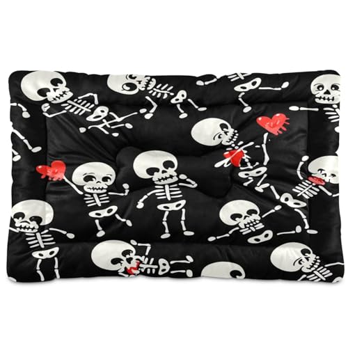 Waassud Skeletons Verspielte Posen, dickes Hundebett, Matte, rutschfest, kaufest, Haustierbett für Hunde, Katzen, weich, waschbar, Hundehüttenkissen für Boden, Sofa, Auto, 45,7 x 61 cm von Waassud