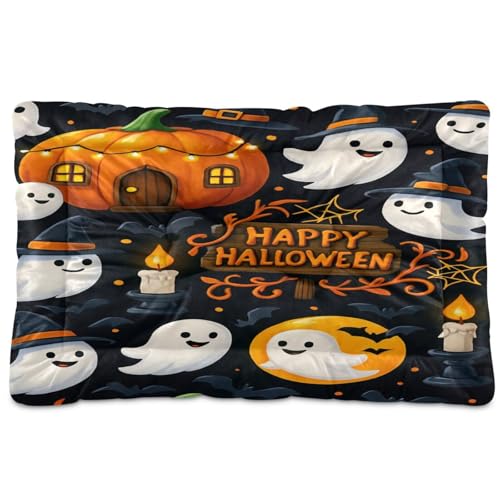 Waassud Skurriles Halloween-Thema, dickes Hundebett, Matte, rutschfest, kaufest, Haustierbett für Hunde und Katzen, weich, waschbar, Hundehüttenkissen für Boden, Sofa, Auto, 91,4 x 61 cm von Waassud