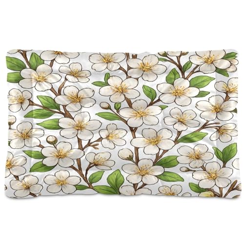 Waassud Weiße Kirschblüten-Blumen, dicke Hundebett-Matte, rutschfest, kauresistent, Haustierbett für Hunde, Katzen, weich, waschbar, Zwinger, Kistenunterlage für Boden, Sofa, Auto, 91,4 x 61 cm Waassud Weiße Kirschblüten-Blumen, dicke Hundebett-Matte, rutschfest, kauresistent, Haustierbett für Hunde, Katzen, weich, waschbar, Zwinger, Kistenunterlage für Boden, Sofa, Auto, 91,4 x 61 cm von Waassud