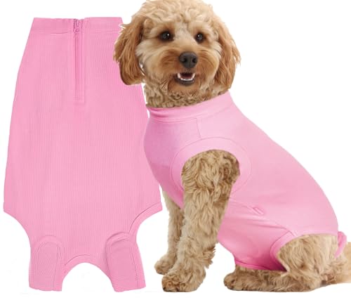 Wabdhaly Chirurgischer Genesungsanzug, kleiner Anzug für weibliche Spay männliche Hunde und Welpen, chirurgische Genesung, blanko rosa Body Suit S von Wabdhaly