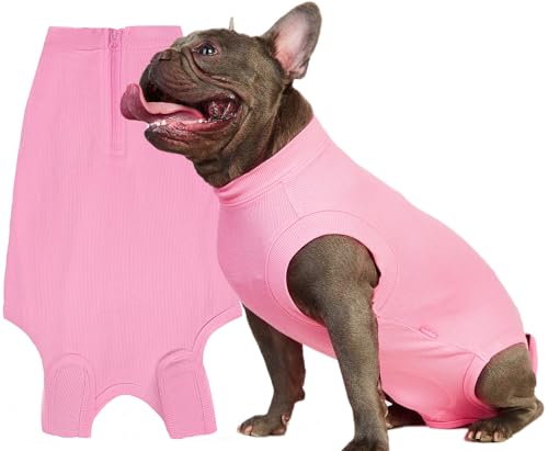 Wabdhaly Chirurgischer Genesungsanzug, mittelgroßer Anzug für weibliche Spay männliche Neutrische französische Bulldogge chirurgische Genesung, blanko rosa Body Suit M von Wabdhaly