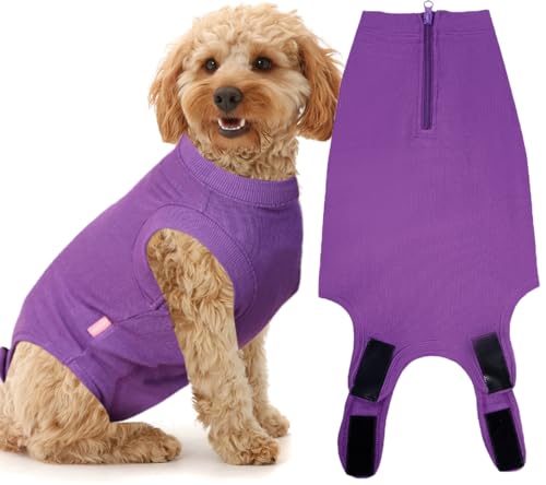 Wabdhaly Chirurgischer Genesungsanzug für Hunde, kleiner Anzug für weibliche Spay männliche und männliche Hunde, Welpen, chirurgische Genesung, blanko, lila Body Suit S von Wabdhaly
