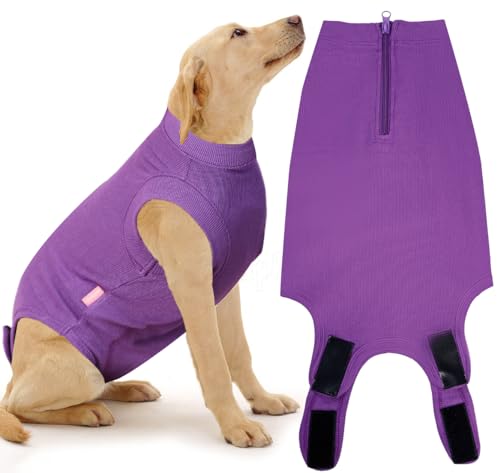 Wabdhaly Hunde-Chirurgie-Genesungsanzug, Größe XL, für weibliche Spay männliche und männliche Hunde, chirurgische Genesung, blanko, lila Body Suit XL von Wabdhaly