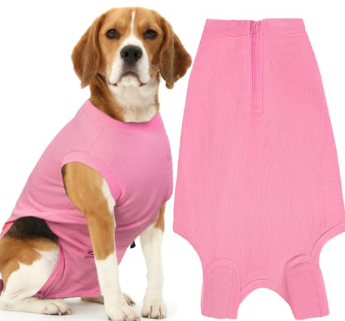 Wabdhaly Hunde-Chirurgie-Genesungsanzug, XX-Large, Anzug für weibliche, gestrahlte, männliche, neutrale Labrador-Hunde, chirurgische Genesung, blanko, rosa Body Suit XXL von Wabdhaly