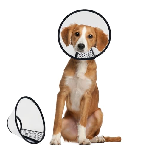 WacHomz Hundekegel nach Operationen, verstellbares Haustier-Genesungshalsband für Hunde und Katzen, Kunststoff, elisabethanischer Hals, E-Halsband, stoppt das Lecken von Wunden (L) von WacHomz