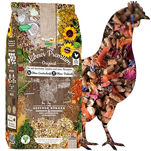 ChickenGold Hühner Premium Futter 2x10kg - ohne Gentechnik - mit Kräutern, Gemüse & Grit von WachtelGold