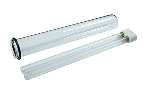 Wacredo UVC Ersatzlampe 18 Watt + Quarzglas für Oase Bitron 18C (bis 2014) inkl. Dichtung Komplettset Wasseraufbereitung | Filter | Wasserklärer | Leuchtmittel | UVC Gerät von Wacredo