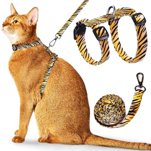 WaggyTech Katzengeschirr und Leine, ausbruchsicher, verstellbar, weich, für Spaziergänge im Freien und auf Reisen, mit atmungsaktivem Nylon, 1,5 m Katzenhalsband für große Katzen, leicht und sicher, WaggyTech Katzengeschirr und Leine, ausbruchsicher, verstellbar, weich, für Spaziergänge im Freien und auf Reisen, mit atmungsaktivem Nylon, 1,5 m Katzenhalsband für große Katzen, leicht und sicher, von WaggyTech