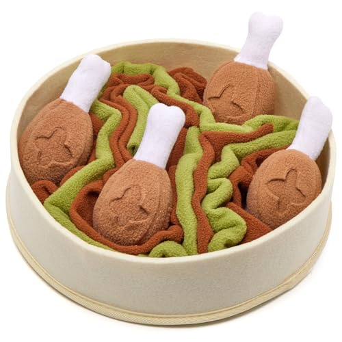 Chicken n Soße Schnüffelspielzeug für Hunde, geistige Bereicherung, interaktives Versteck-Puzzle, langsames Füttern, Hundespielzeug, maschinenwaschbar, aus recycelten Materialien, alle Rassengrößen Chicken n Soße Schnüffelspielzeug für Hunde, geistige Bereicherung, interaktives Versteck-Puzzle, langsames Füttern, Hundespielzeug, maschinenwaschbar, aus recycelten Materialien, alle Rassengrößen von Wagorific