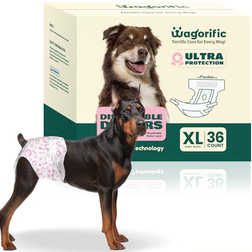 Hundewindeln für Hündinnen: auslaufsichere, verstellbare, weiche und atmungsaktive Einweg-Windeln für Hündinnen – perfekt für Inkontinenz, Training und Reisen – 36 Stück, Größe XL Hundewindeln für Hündinnen: auslaufsichere, verstellbare, weiche und atmungsaktive Einweg-Windeln für Hündinnen – perfekt für Inkontinenz, Training und Reisen – 36 Stück, Größe XL von Wagorific