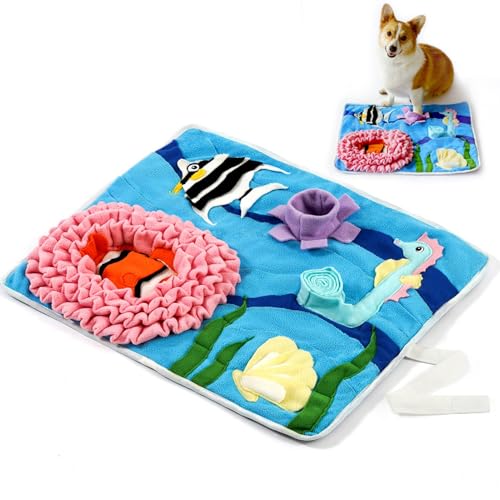 Schnüffelmatte für Hunde unter dem Meer, große Schnüffelmatte für Hunde, 53,3 x 47 cm, Hundeanreicherungsspielzeug, langsamer Futterspender, Welpenspielzeug, um sie zu beschäftigen, maschinenwaschbar, von Wagorific