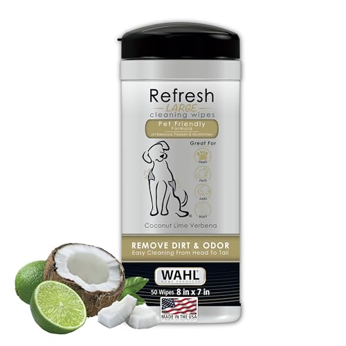 Wahl Hund/Haustier Refresh Reinigungstücher, Tücher, Coconut Lime Verbana, 50 Stücke von Wahl
