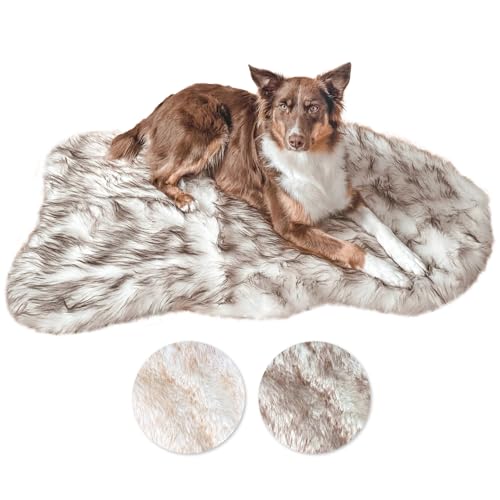 Wahre Tierliebe Hundebett Relax - Das Original mit echter Matratze - waschbar, Hundekissen, Hundekorb, Flauschiges Hundebett für große, mittelgroße & kleine Hunde, 4cm Höhe, Dunkelbraun von Wahre Tierliebe