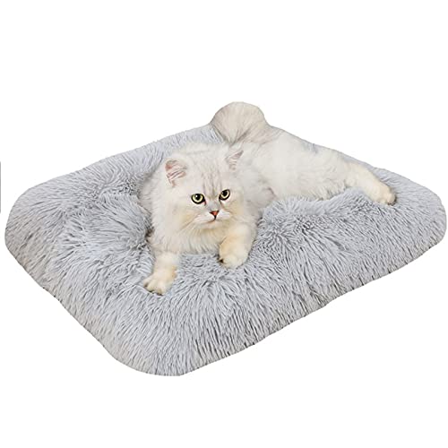 Beruhigendes Hunde- und Katzenbett, orthopädisches Hundebett, abnehmbar, waschbar, rutschfest, für große, mittelgroße und kleine Hunde, Katzen (50 x 35 x 3 cm, grau) von Waigg Kii