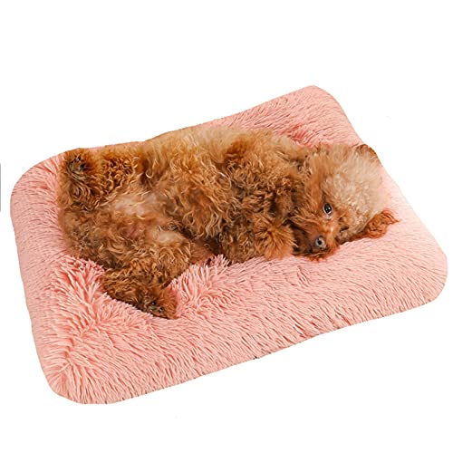 Beruhigendes Hunde- und Katzenbett, orthopädisches Hundebett, abnehmbar, waschbar, rutschsicher, für große, mittelgroße und kleine Hunde, Katzen (110 x 80 x 10 cm, Pink) von Waigg Kii
