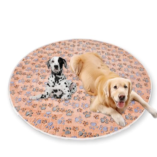 Extra große, runde Hundebett-Matte, waschbar, ultraweich, Plüsch, beruhigende Hundebox-Matratze, Haustier-Kühlkissen, rutschfest, wasserdicht, Größe L, 90 cm, Braun von Waigg Kii
