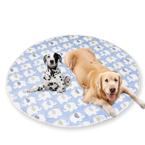 Extra große, runde Hundebett-Matte, waschbar, ultraweich, Plüsch, beruhigende Hundebox-Matratze, Haustier-Kühlkissen, rutschfest, wasserdicht, Größe S - 50 cm, Blau von Waigg Kii