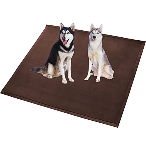 Extra große Hundebettmatte, XXL-Hundematte, weicher Korallen-Samt, rutschfest, waschbar, Katzen-Schlafmatte, Anti-Angst-Hundekissen (150 x 130 cm, Braun) von Waigg Kii