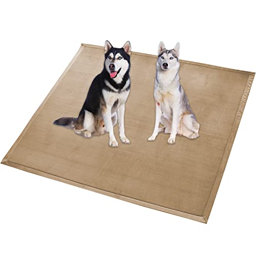 Extra große Hundebettmatte, XXL-Hundematte, weicher Korallen-Samt, rutschfest, waschbar, für Katzen, Anti-Angst-Hundekissen (100 x 60 cm, Beige) von Waigg Kii