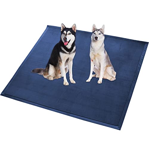 Extra große Hundebettmatte, XXL-Hundematte, weicher Korallen-Samtbereich, rutschfest, waschbar, Katzen-Schlafmatte, Anti-Angst-Hundekissen (150 x 120 cm, Marineblau) von Waigg Kii