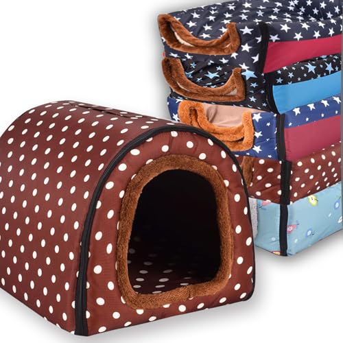 Extra großes Hundebett, 2-in-1-Haustierhöhle, wasserdicht, luxuriös, beruhigendes Hundehaus, Katzenzelt, Bett mit abnehmbarem weichem Kissen, rutschfester Boden, Outdoor-Hundebetten (K,76 x 56 x 55 cm von Waigg Kii